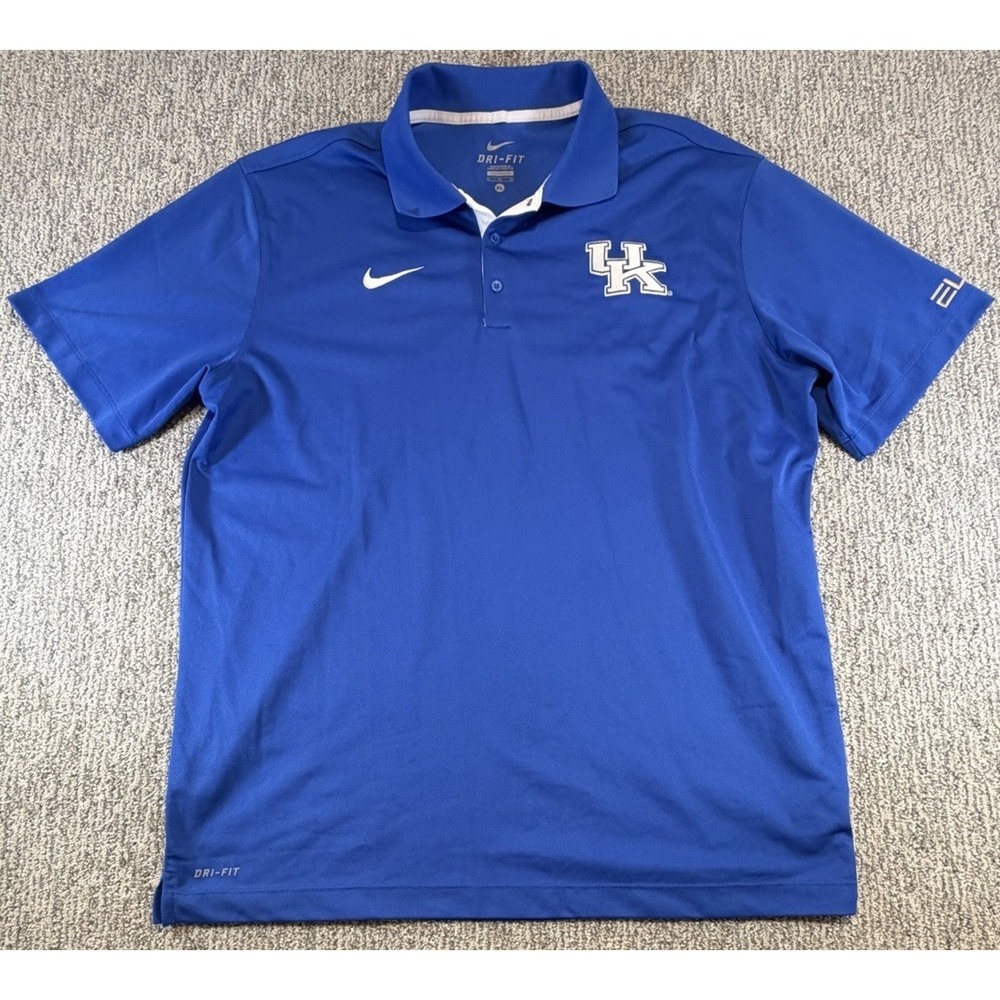 Kentucky Wildcats Polo Shirt Mens XL Blue Nike Dri-Fit Elite Performance Golf